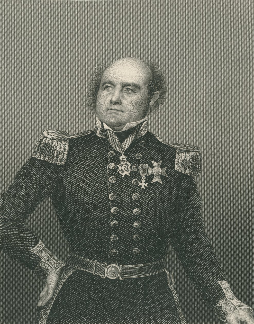 Sir John Franklin graverad av D.J. Pund från ett fotografi, från 