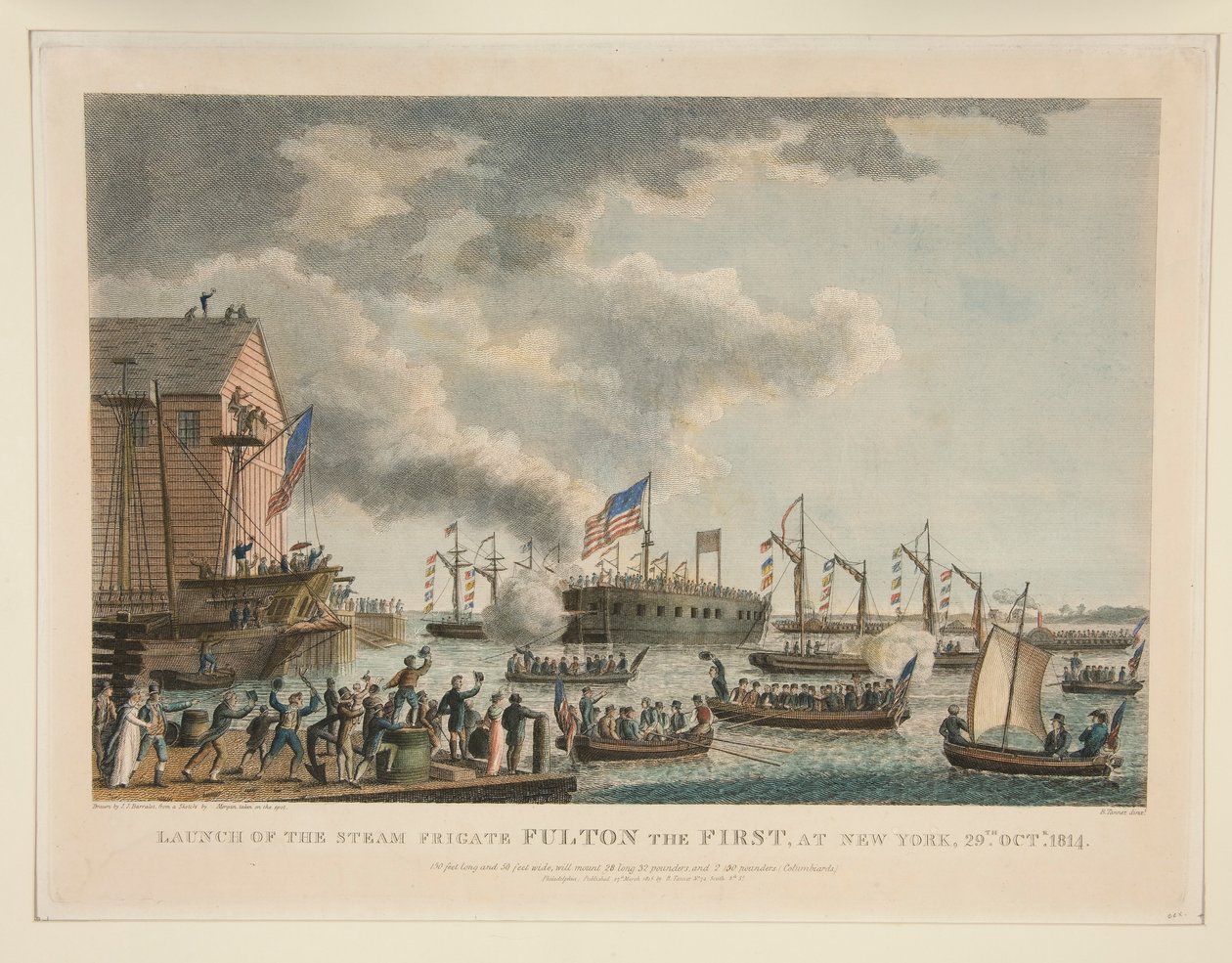 Lansering av Steam Fregate Fulton the First av John James Barralet