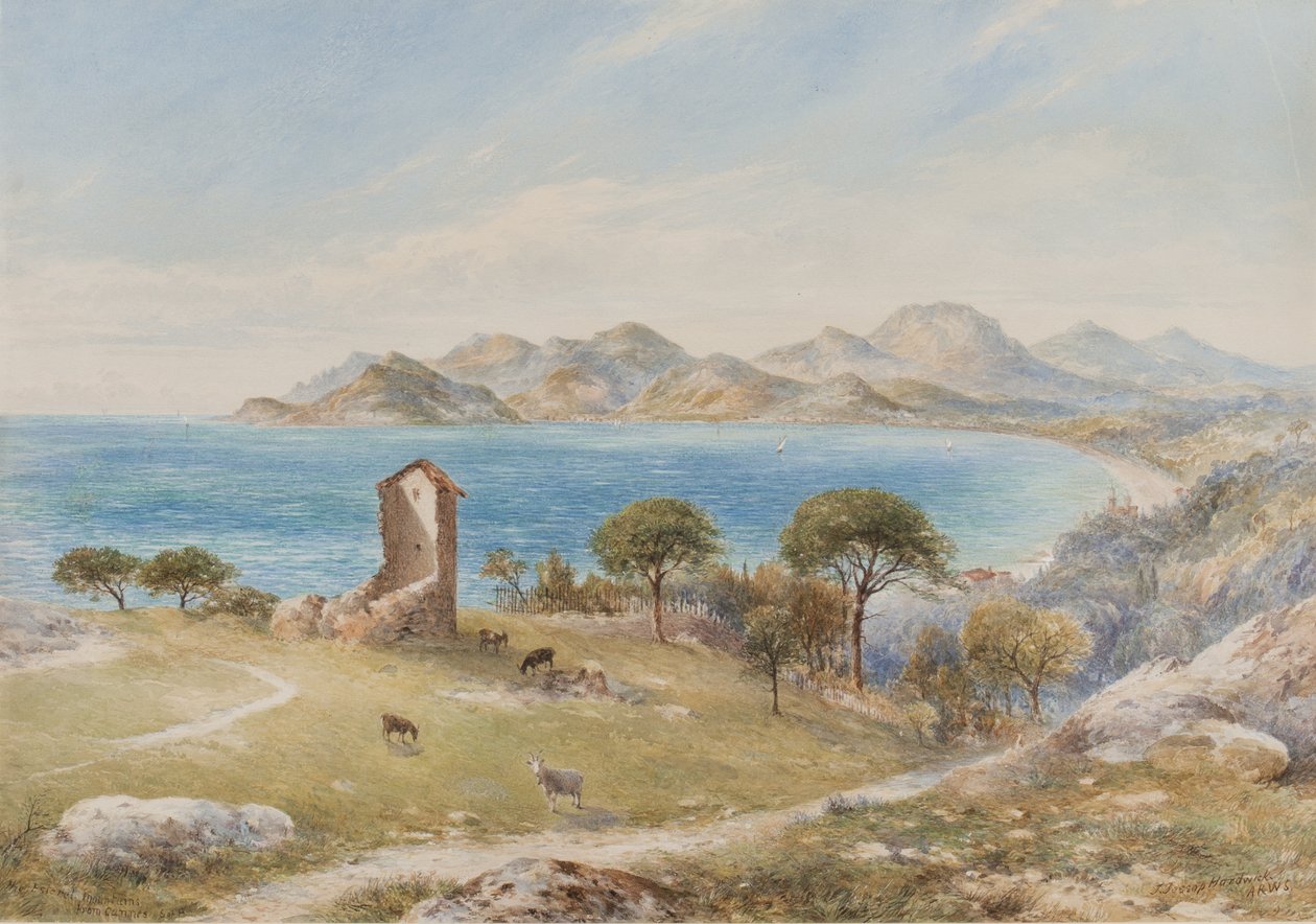 Utsikt över Esterelles-bergen från Cannes (wc på papper) av John Jessop Hardwick