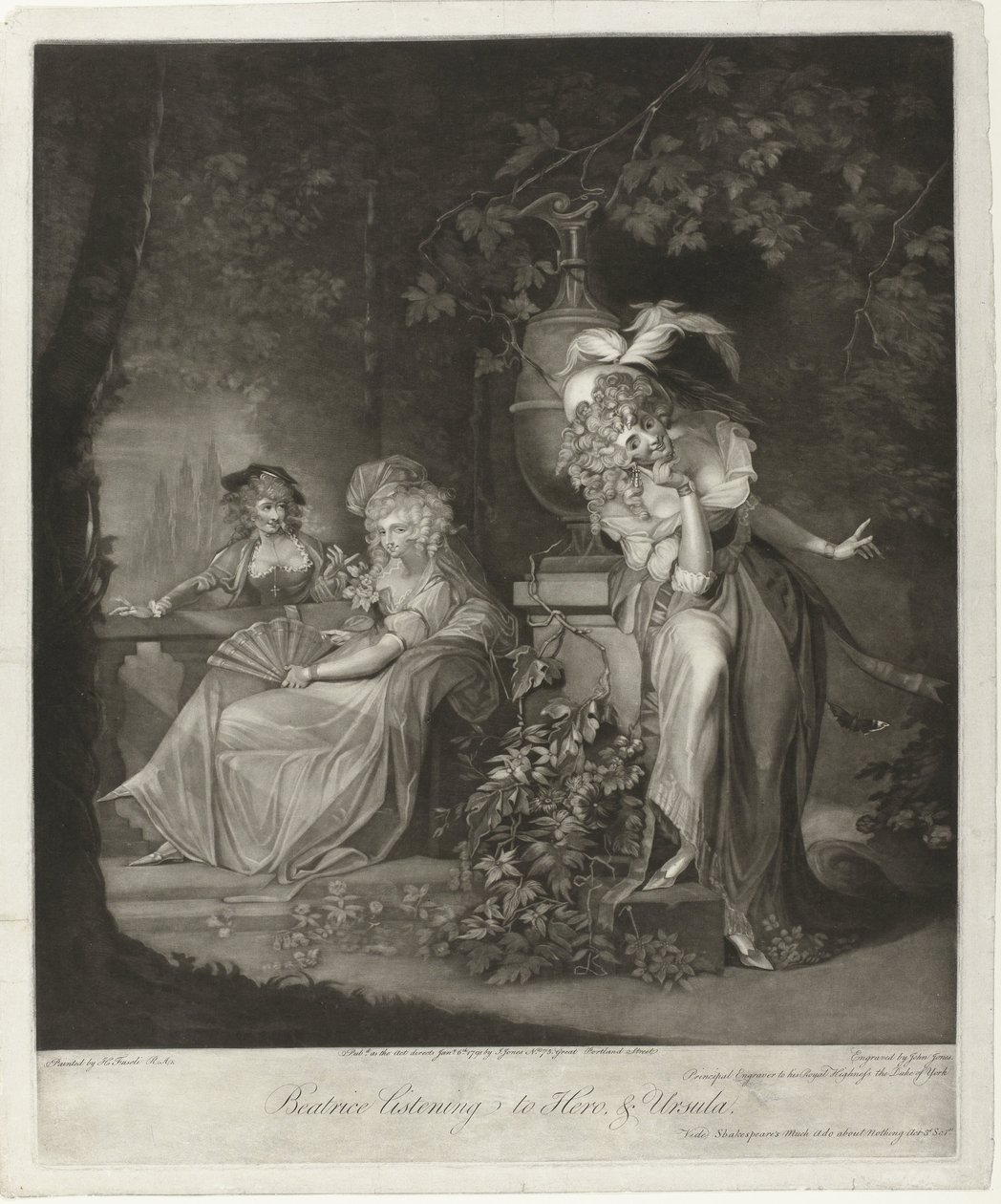 Hero och Ursula hörs av Beatrice Beatrice lyssnar på Hero, & Ursula (titel på objekt) av John Jones