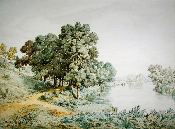 Postwick Grove on the River Yare (akvarell på papper) av John Joseph Cotman