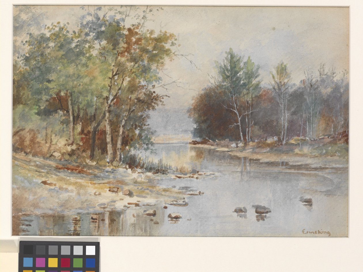 Untitled (Stream In Autumn) (akvarell på vitt kallpressat akvarellpapper) av John Joseph Enneking