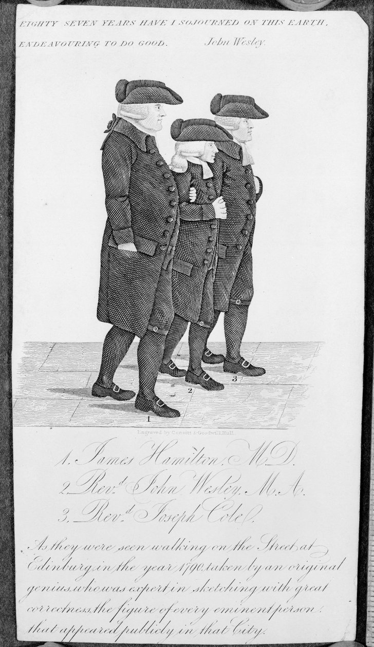 John Wesley går i Edinburgh mellem James Hamilton M.D. og Joseph Cole swed av John Kay