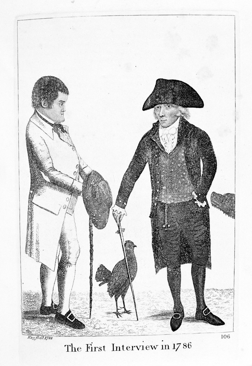 Den första intervjun 1786 mellan diakon Brodie och George Smith, 1788 av John Kay