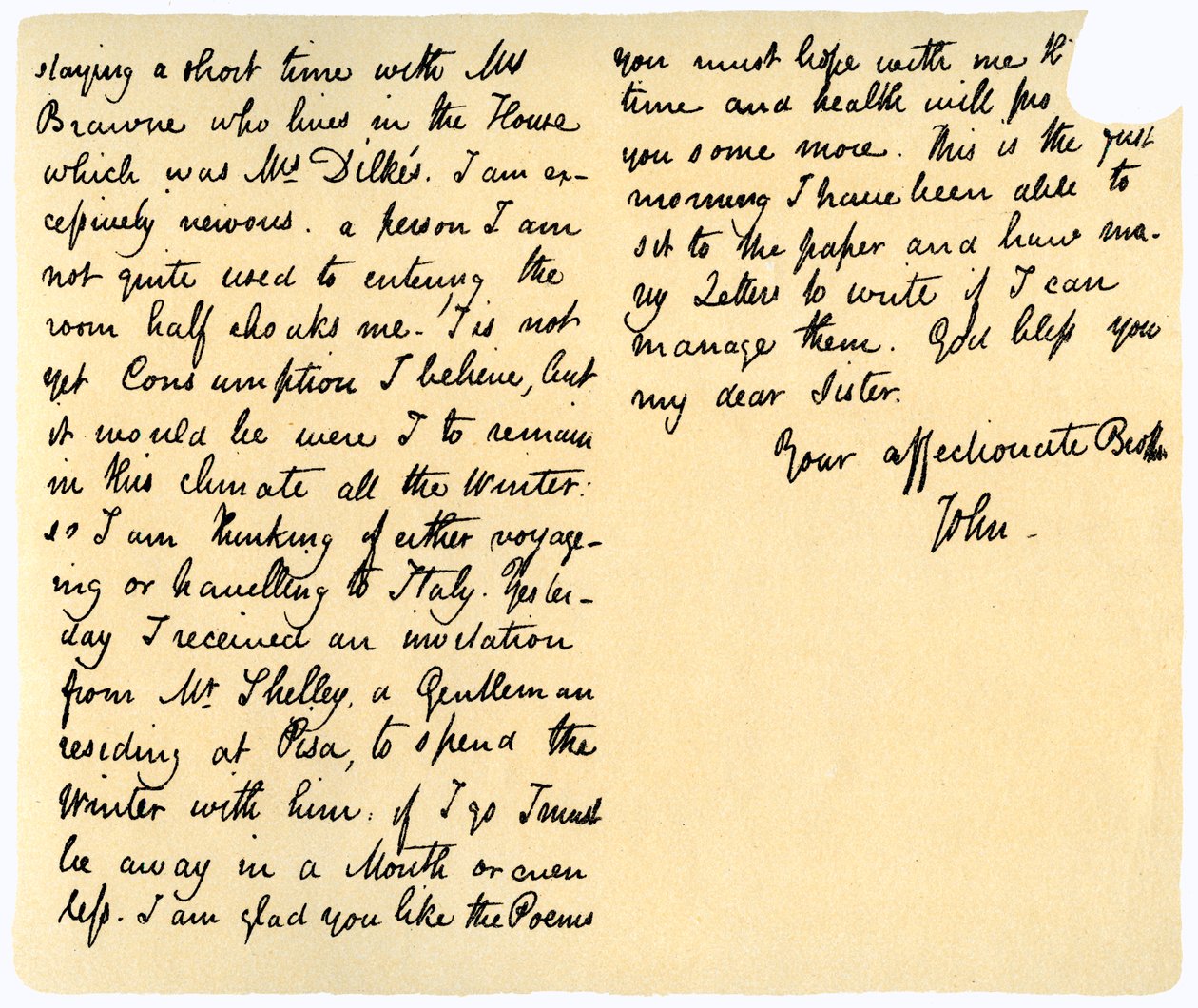 Brev från John Keats till sin syster Fanny Keats, 14 augusti 1820 av John Keats