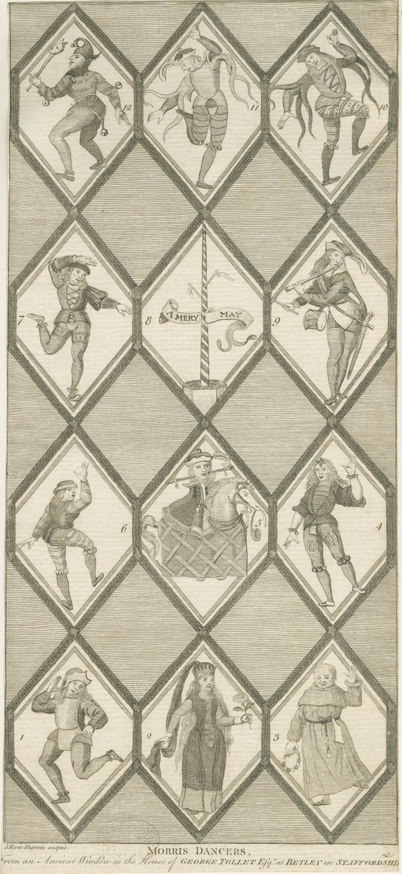 Betley Glass Window - Morris Dancers: gravyr, nd [1751-1790] av John Keyse Sherwin