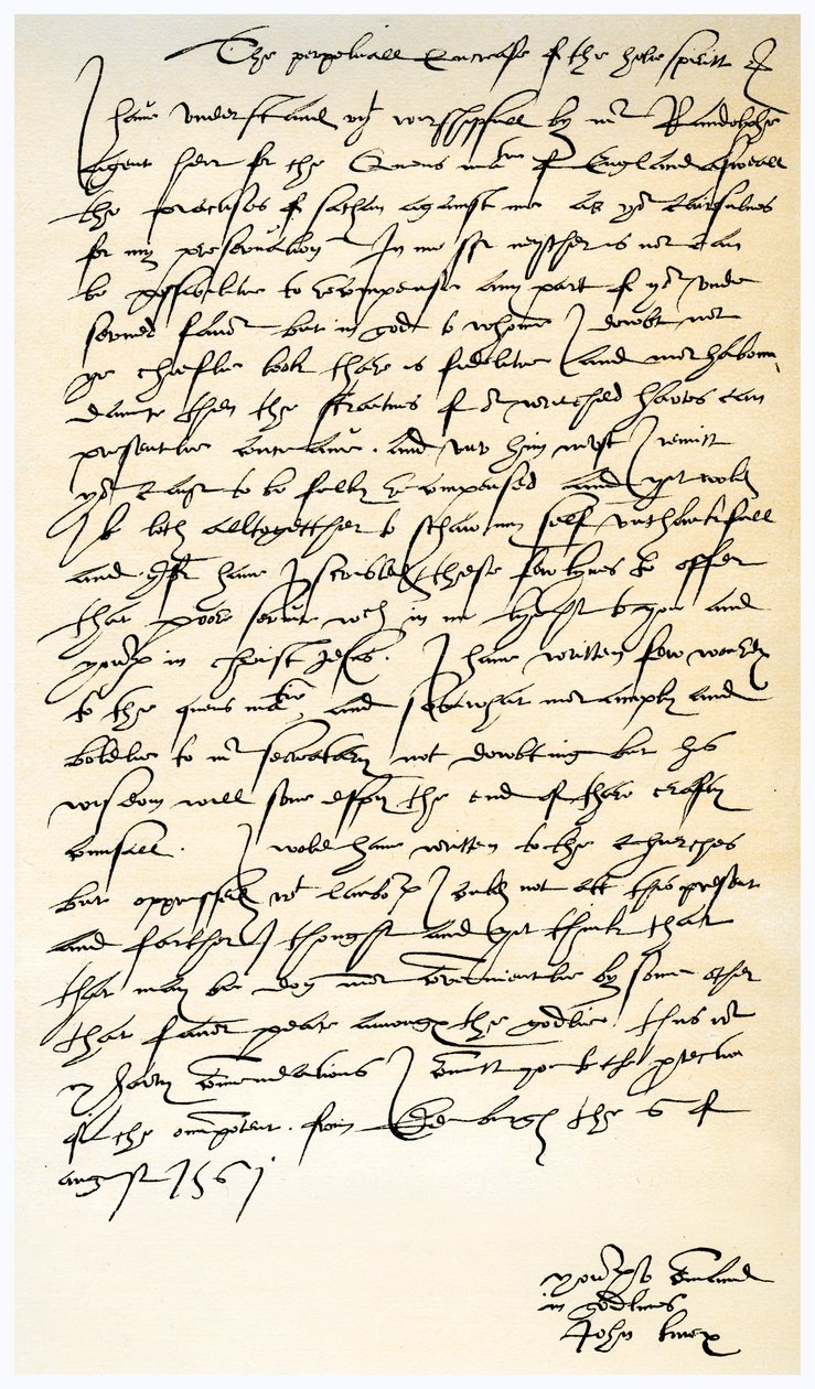 Brev från John Knox till Sir Nicholas Throgmorton, 6 augusti 1561. av John Knox