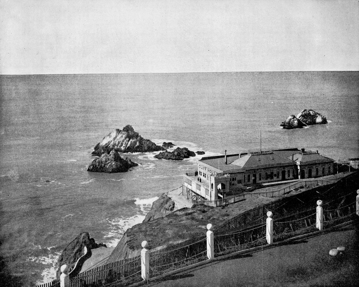 Cliff House and Seal Rocks, Golden Gate, Kalifornien, USA, 1893. av John L. Stoddard