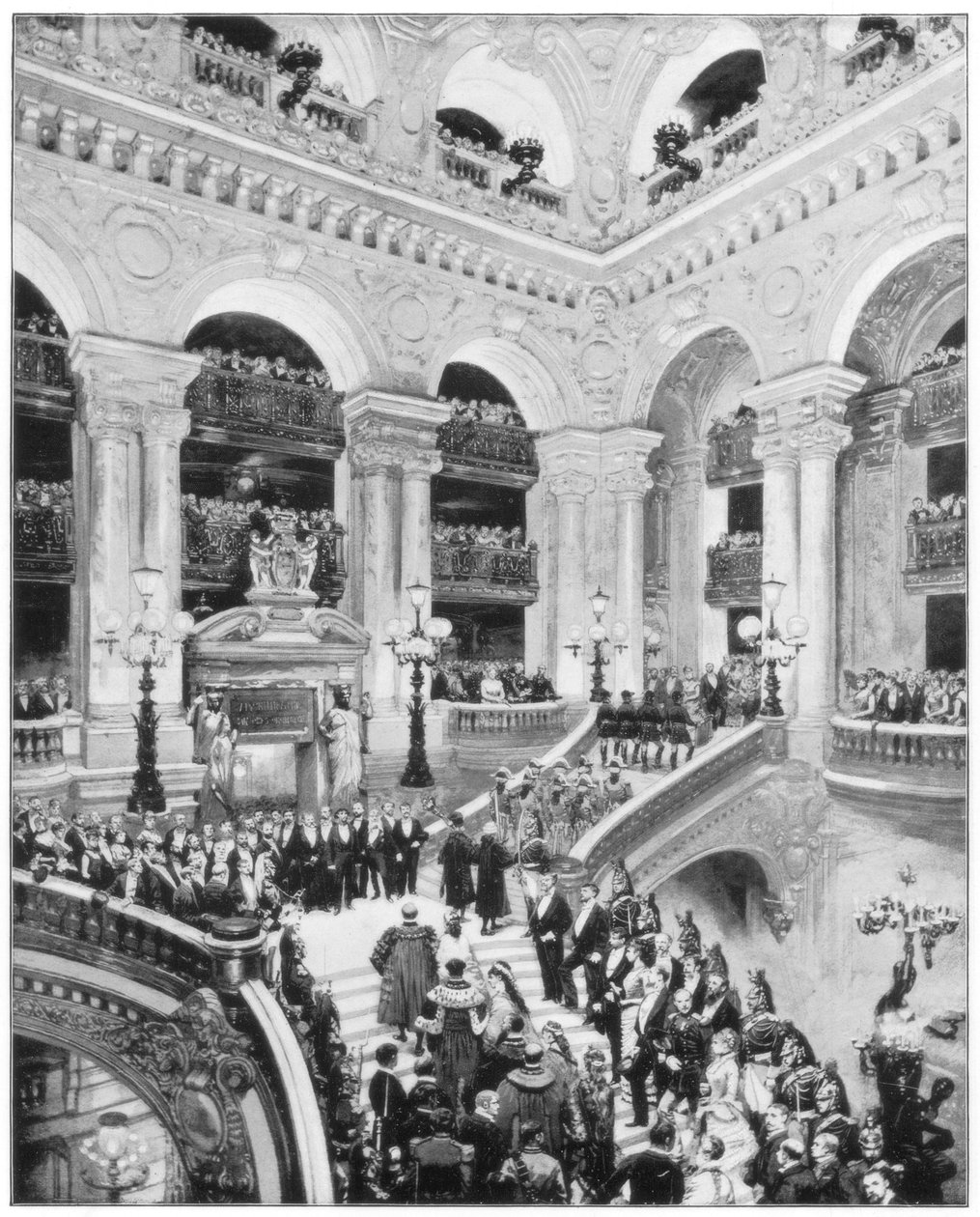 Interiör av Grand Opera House, Paris, sent 1800-tal av John L. Stoddard