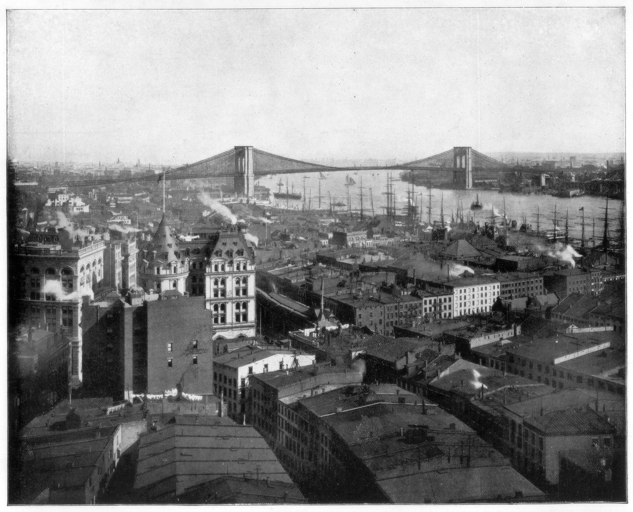 New York och Brooklyn Bridge, sent 1800-tal av John L. Stoddard