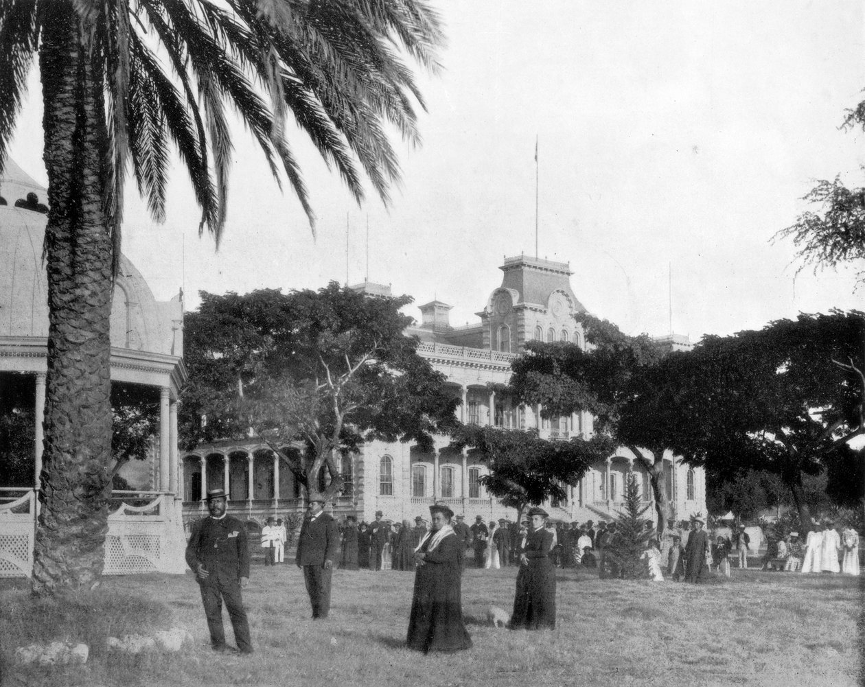 Kungliga palatset, Honolulu, Sandwichöarna, sent 1800-tal av John L. Stoddard