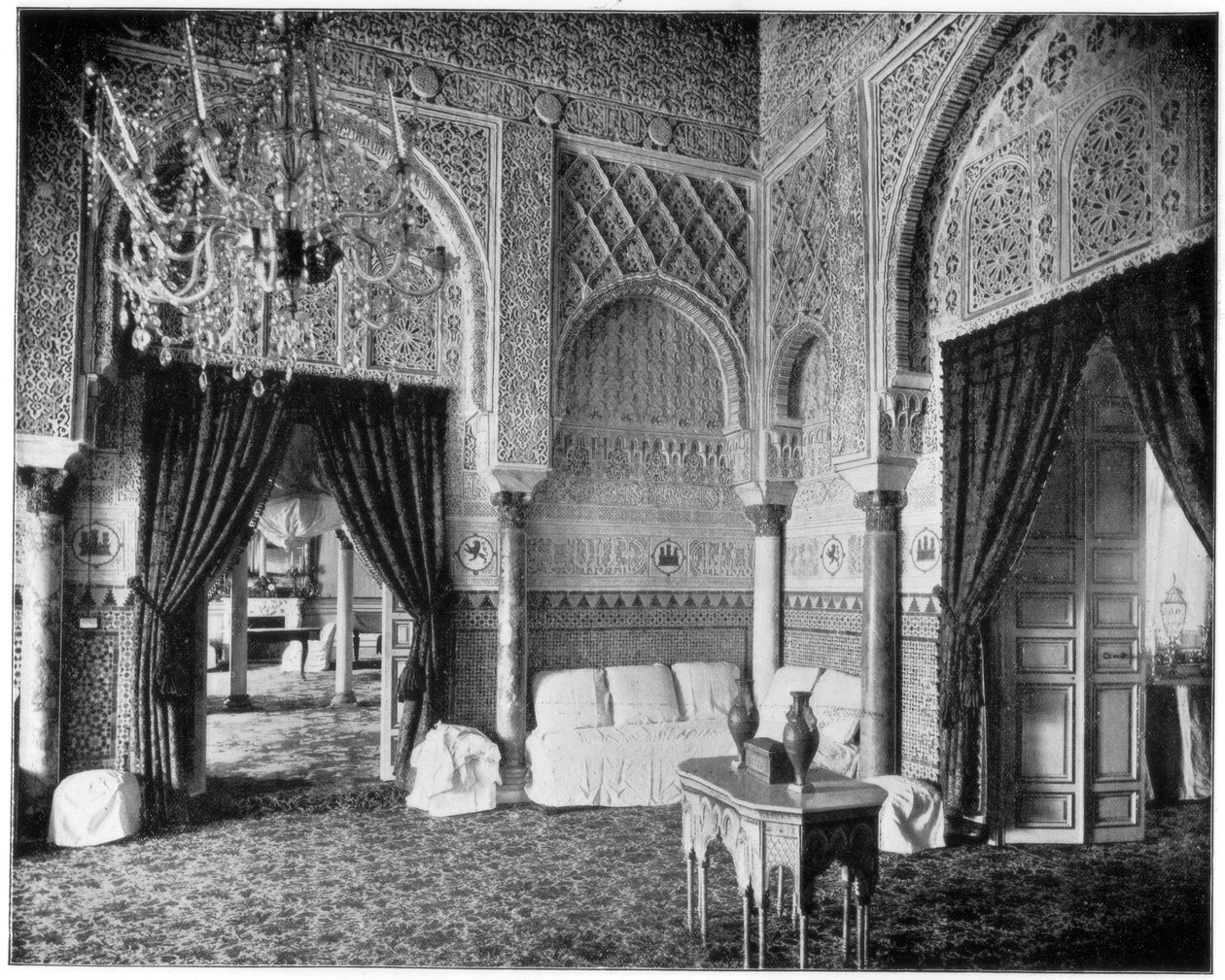 Maria de Padillas salong, Alcazar, Sevilla, Spanien, sent 1800-tal av John L. Stoddard