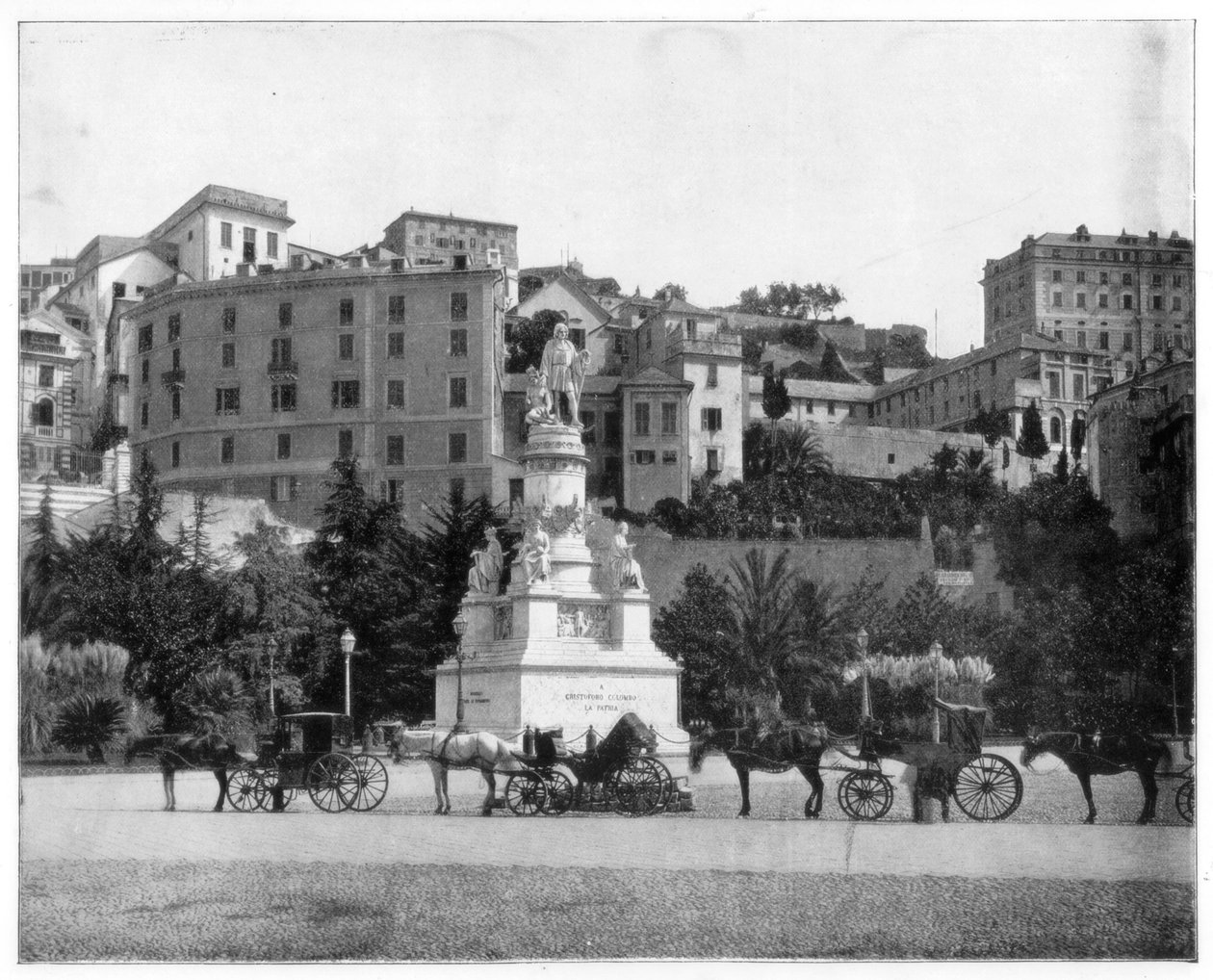 Staty av Columbus, Genua, Italien, sent 1800-tal. av John L. Stoddard