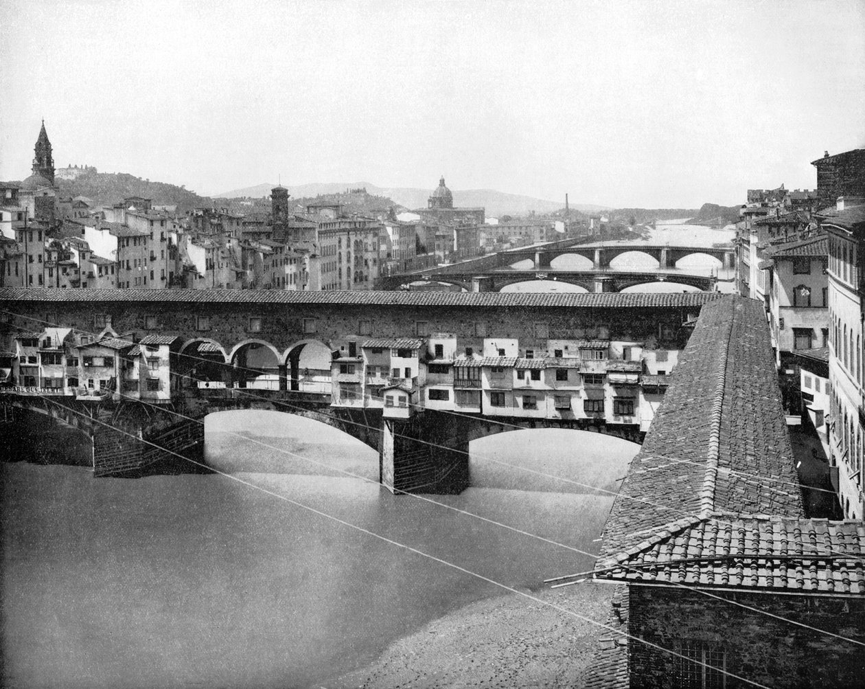 Ponte Vecchio, Florens, Italien, 1893. av John L. Stoddard
