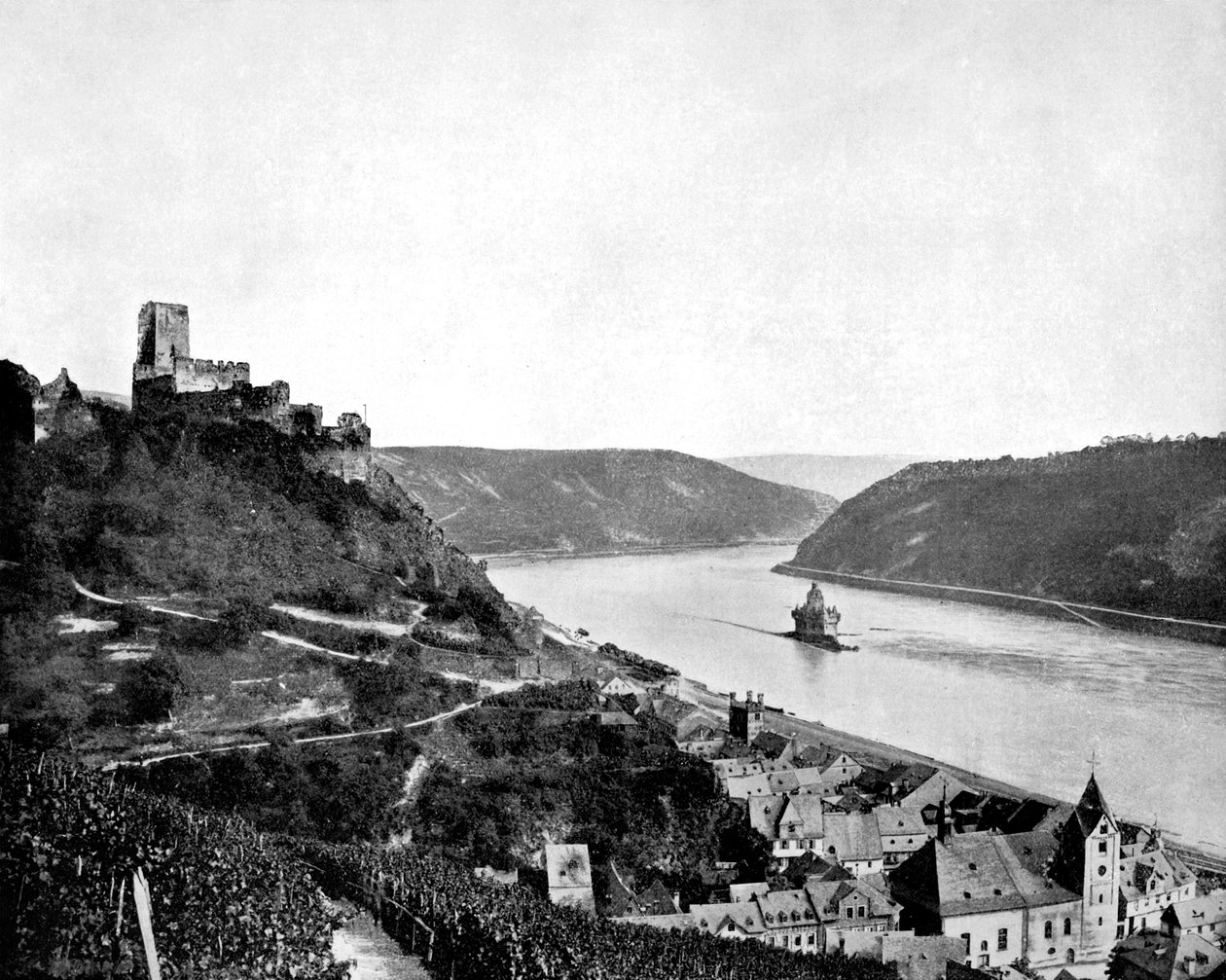Rhen, Gutenfels och Pfalz, Tyskland, 1893. av John L. Stoddard
