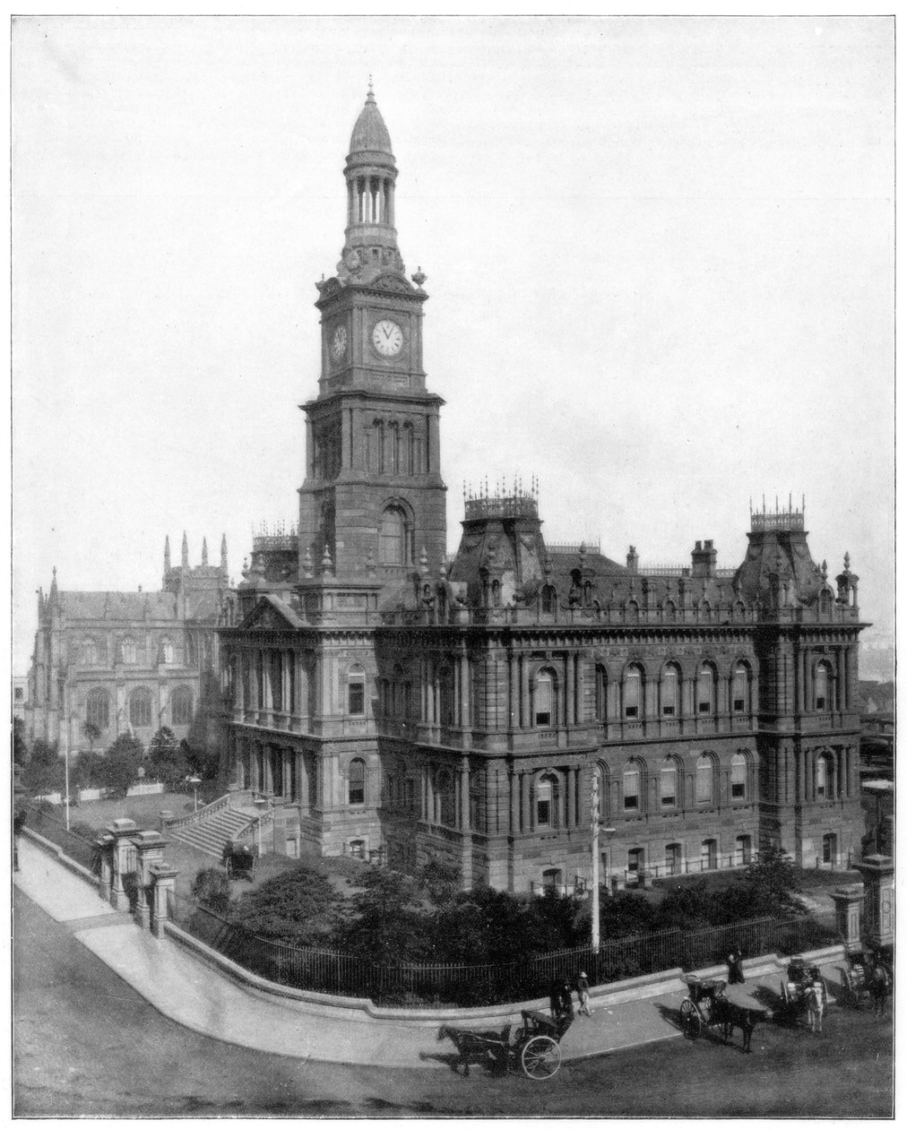 Town Hall and Square, Sydney, Australien, sent 1800-tal. av John L. Stoddard