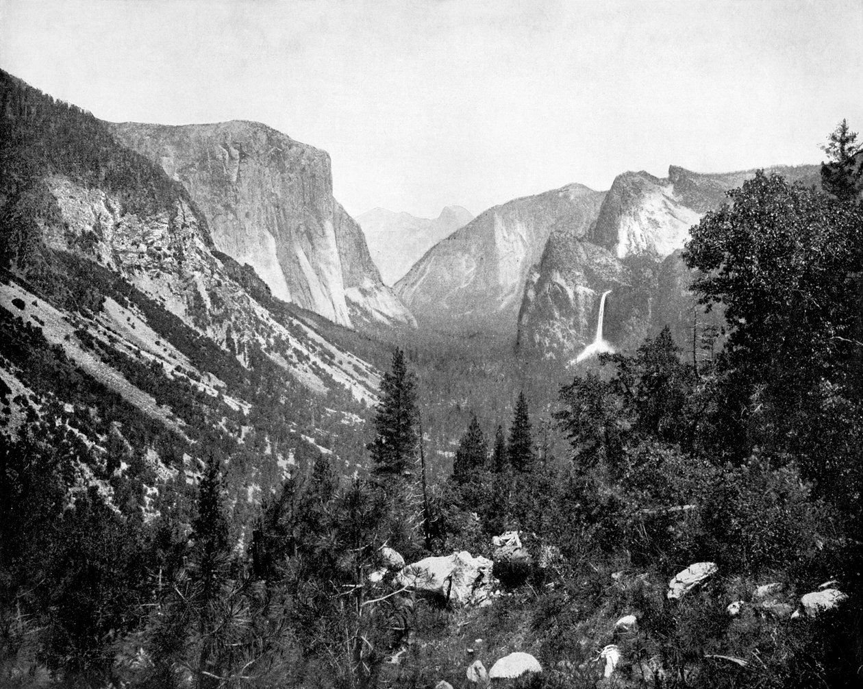 Yosemite Valley från Artists Point, Kalifornien, USA, 1893. av John L. Stoddard