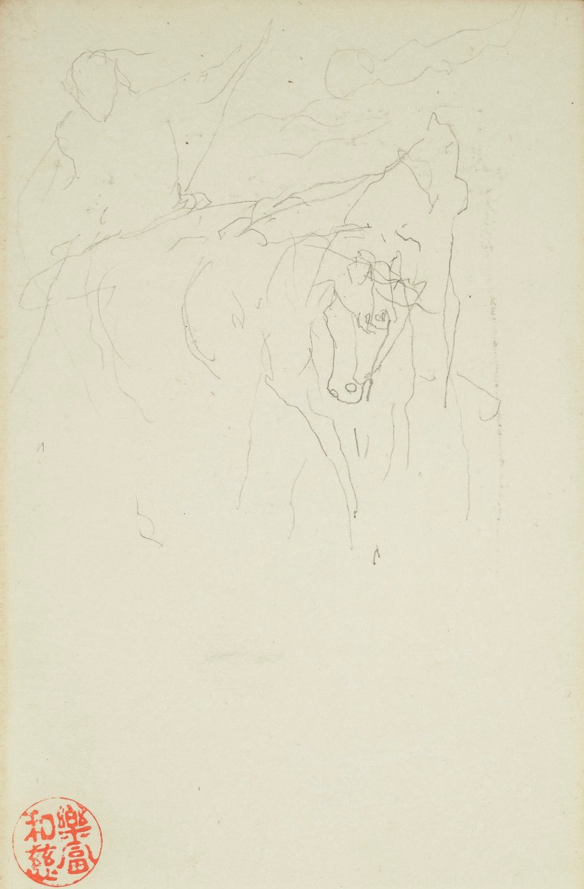 Achilles och Xanthus, från La Farge folios #849 och #860, en av 42 teckningar av John La Farge