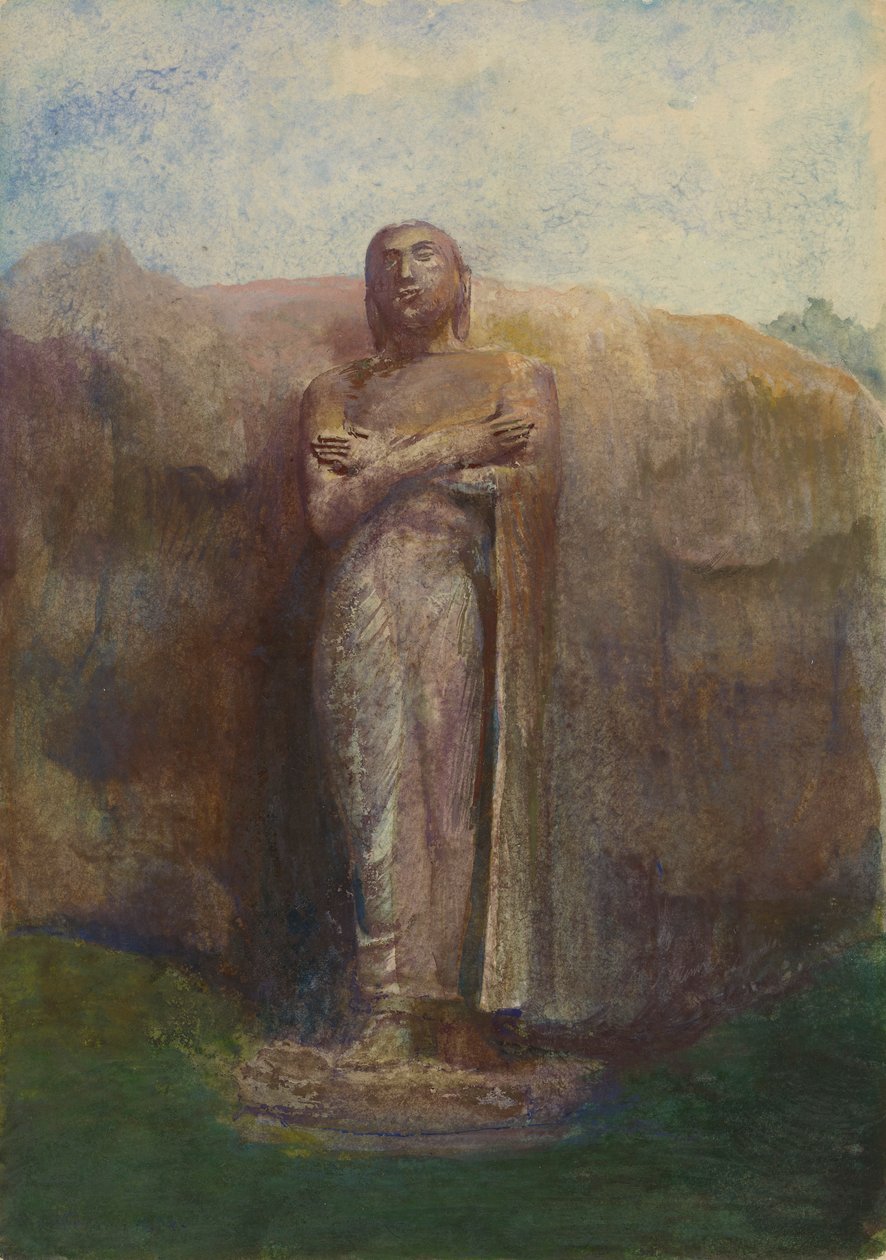Kolossal staty av Ananda, nära den ruinerade staden Pollanarua, Ceylon, 1891 av John La Farge