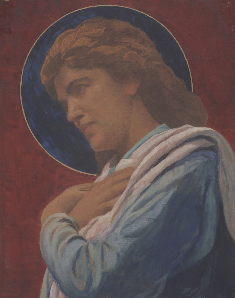 A Saint (pastell och akvarell på papper) av John La Farge or Lafarge