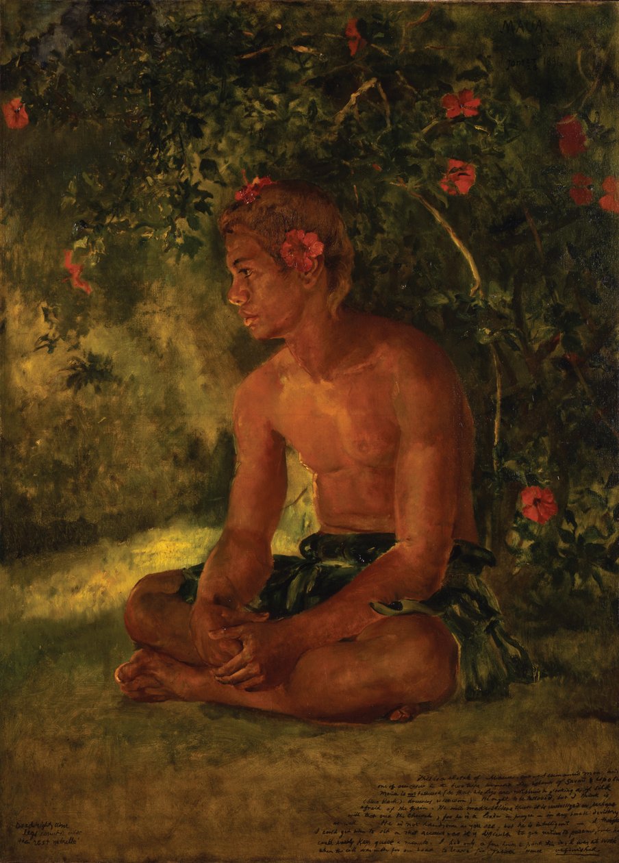 Skiss av Maua, Apia. En av våra båtbesättningar, 1891 av John La Farge or Lafarge
