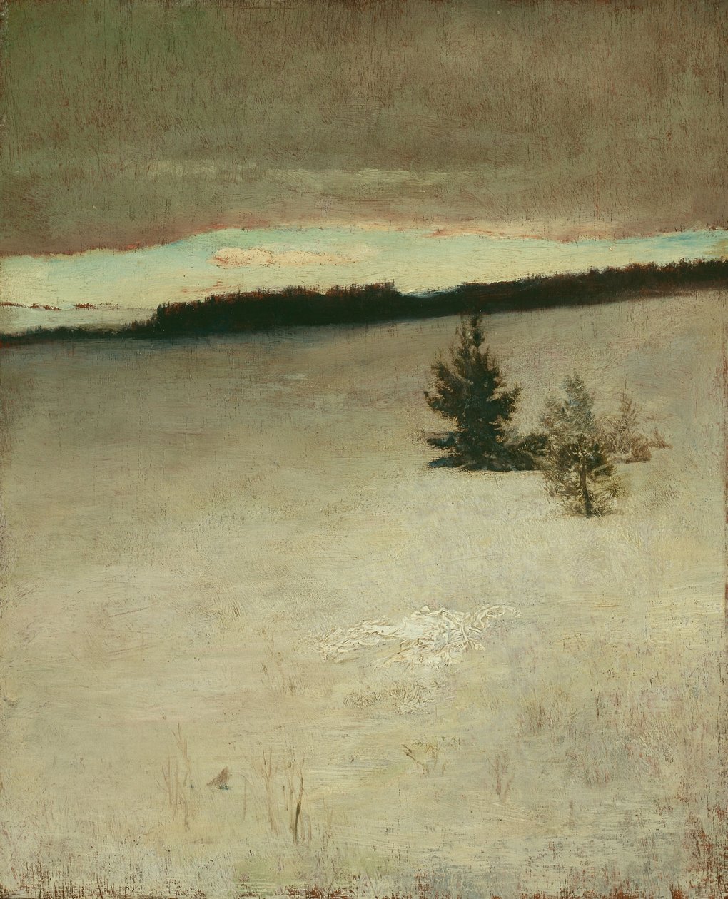 Snöfält, Morgon, Roxbury av John La Farge or Lafarge