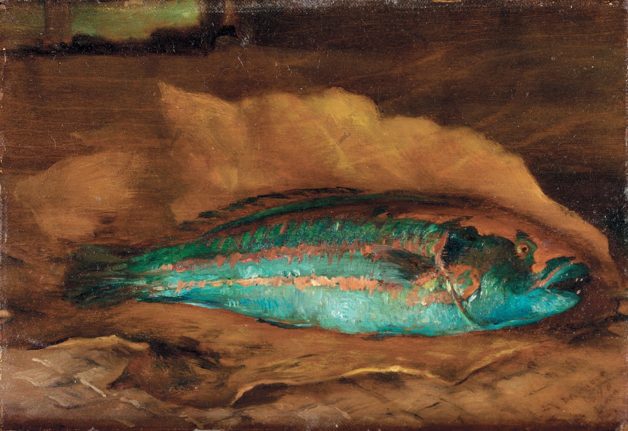 Studie av papegojfisken, Samoa, 1890 av John La Farge or Lafarge