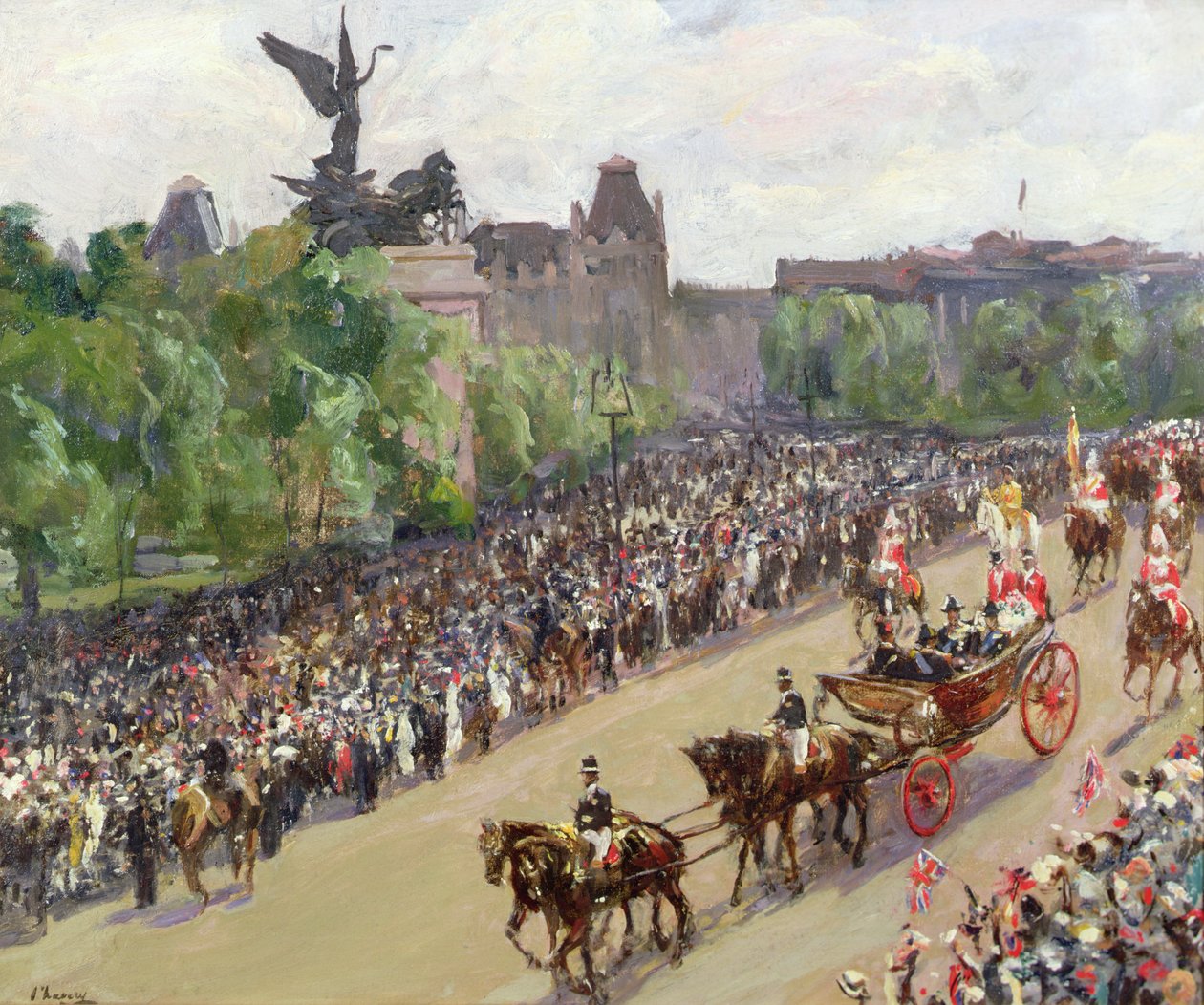 A State Procession, Hyde Park Corner (olja på duk) av John Lavery