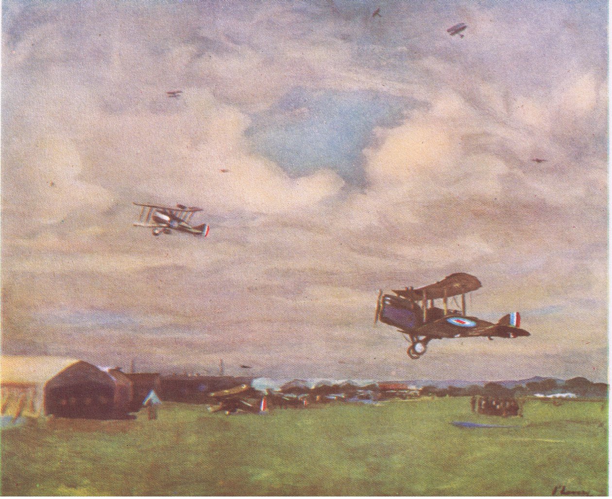 En flygplats, 1918, från British Adventure publicerad av Collins, 1947 av John Lavery