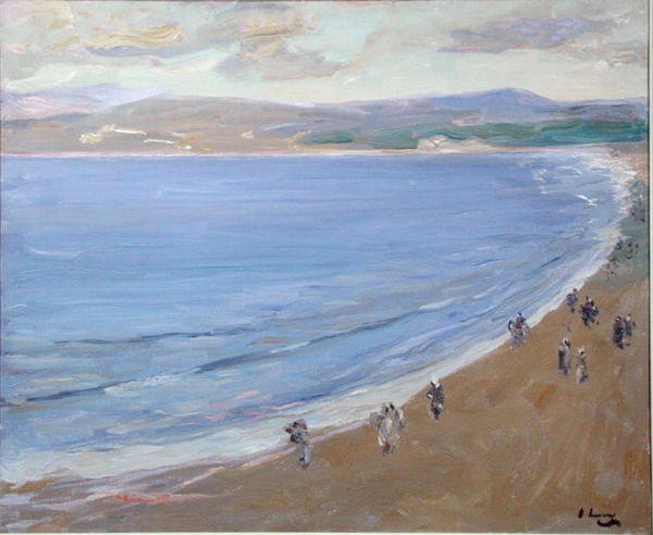 Beach, Tanger (olja på duk) av John Lavery