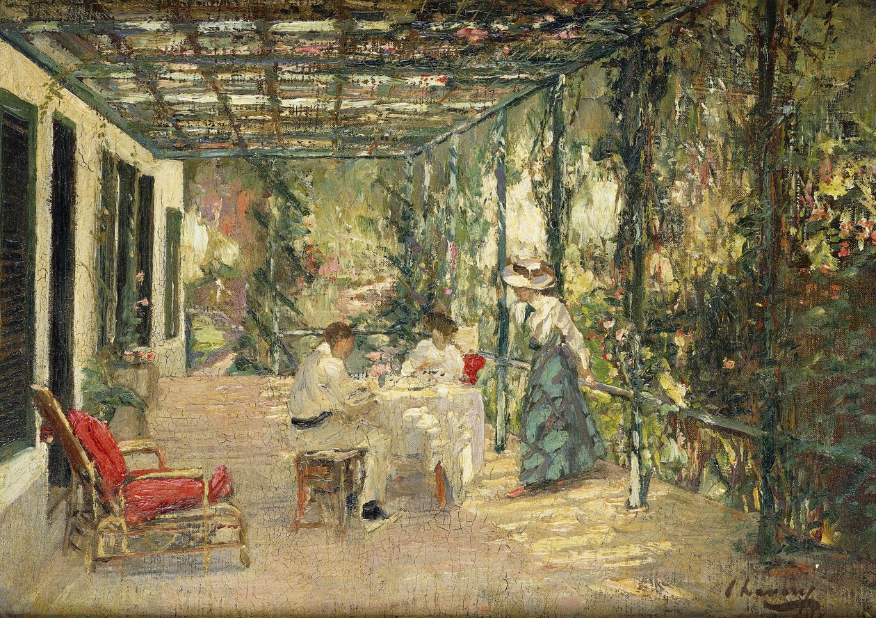 Frukost på terrassen av John Lavery