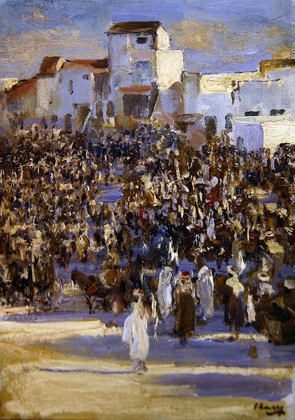 Market Place, Tanger (olja ombord) av John Lavery