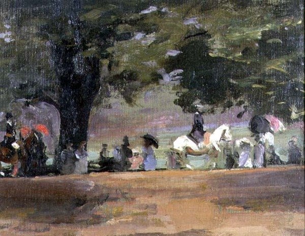 Rotten Row, Hyde Park No.1 (olja på duk ombord) av John Lavery