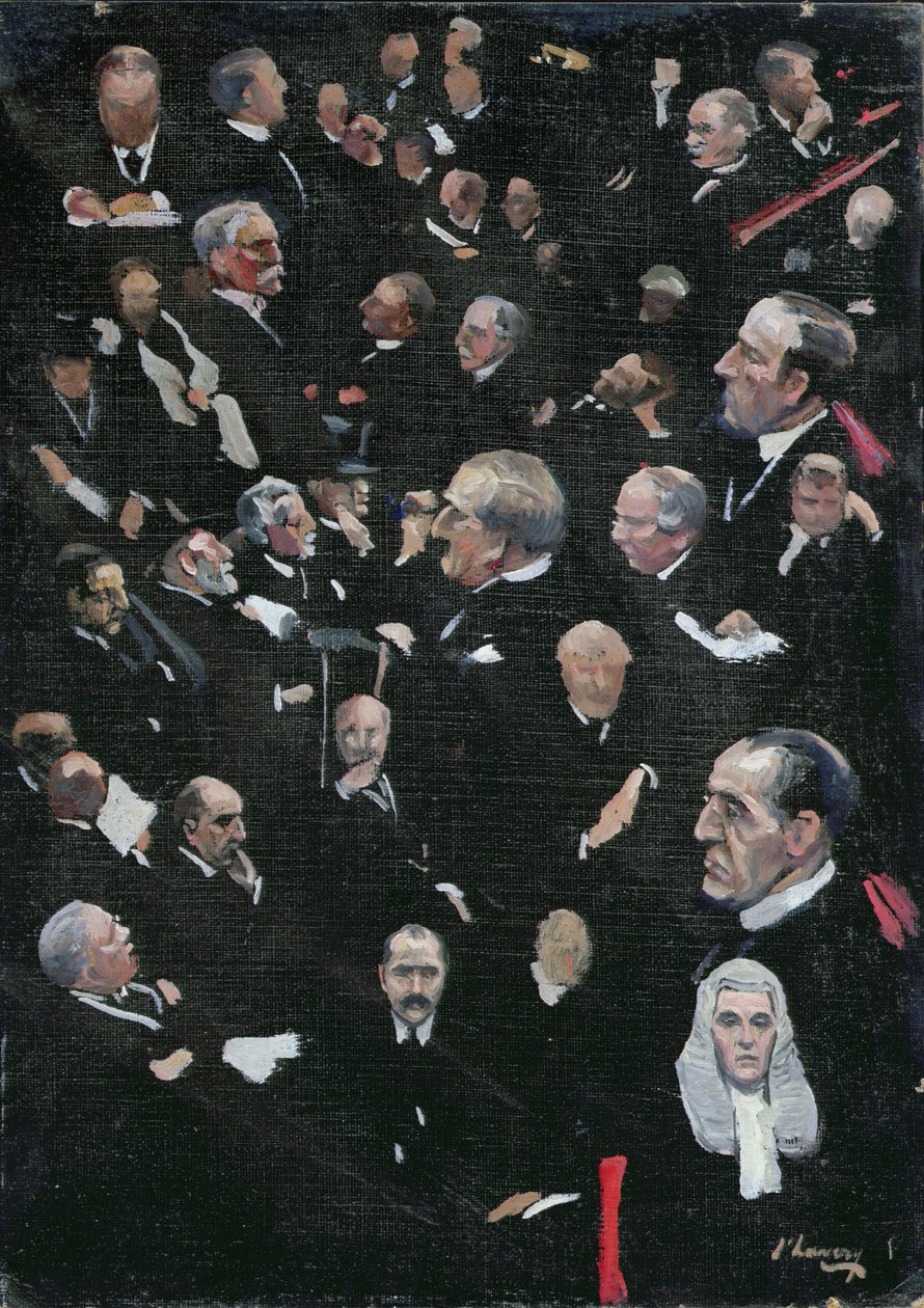 Studies in the House of Lords, Viscount Morley flyttar adressen, 14 december 1921 av John Lavery