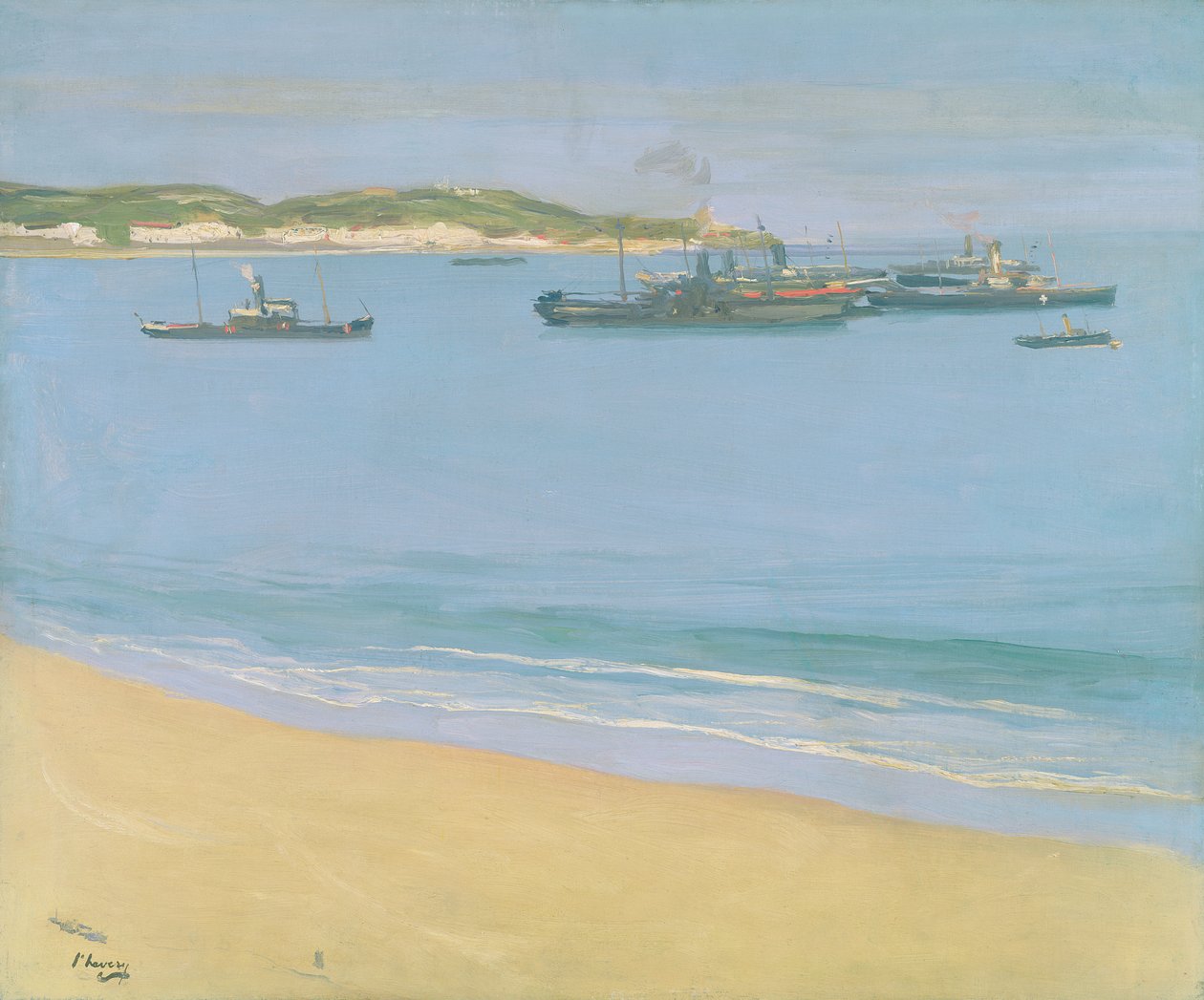 Hamnen i St. Jean de Luz - Tidig morgon, 1917 av John Lavery