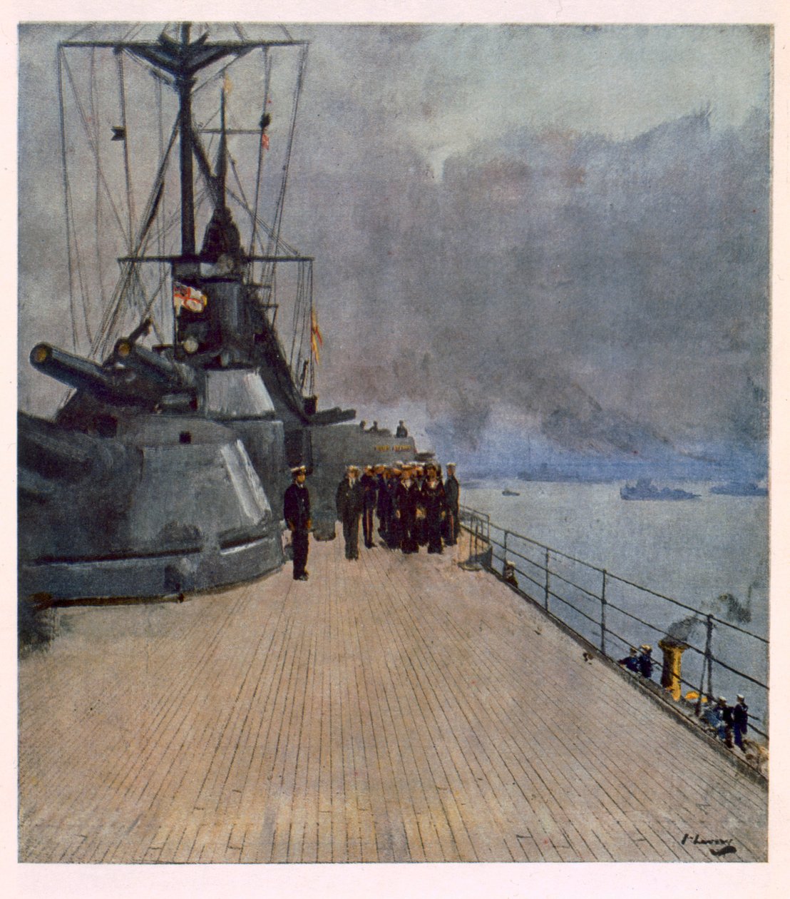 The Quarter Deck of HMS Queen Elizabeth, från British Artists at the Front, fortsättning på västfronten, 1918 av John Lavery