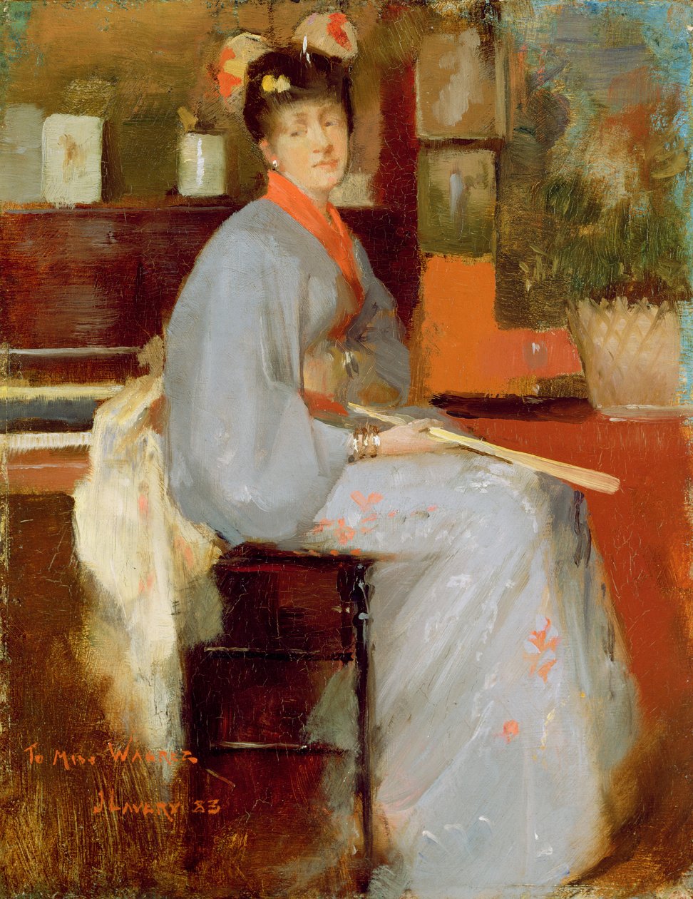 Kvinna i japansk klänning, 1883 av John Lavery