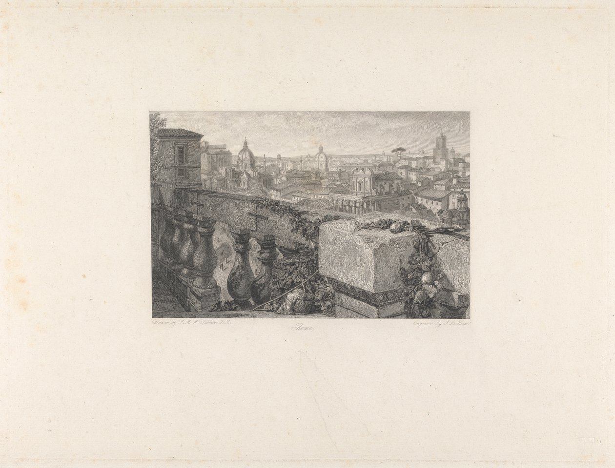Rom, från Farnese Gardens av John Le Keux