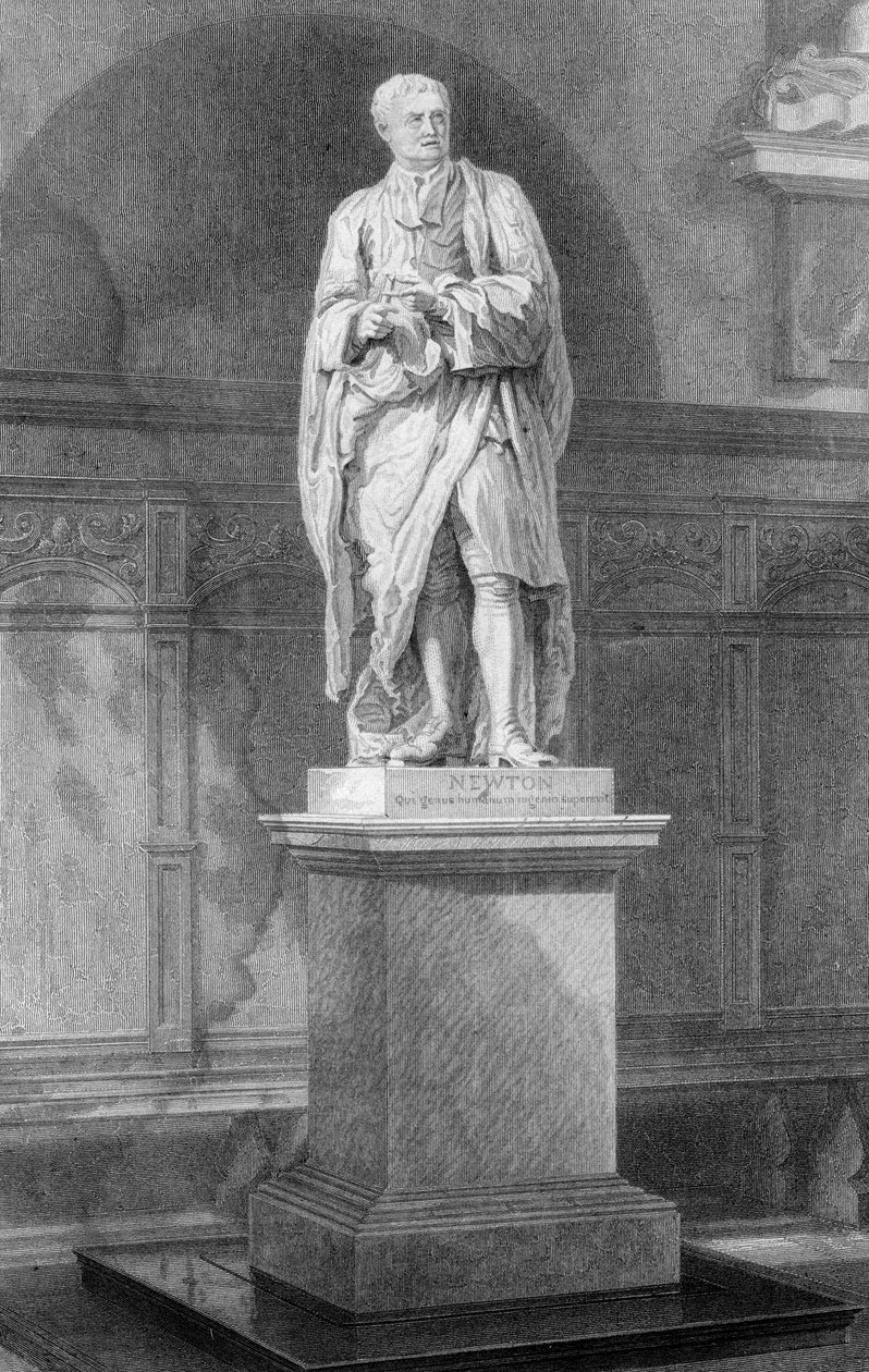 Staty av Sir Isaac Newton, engelsk matematiker, astronom och fysiker, 1800-talet. av John Le Keux