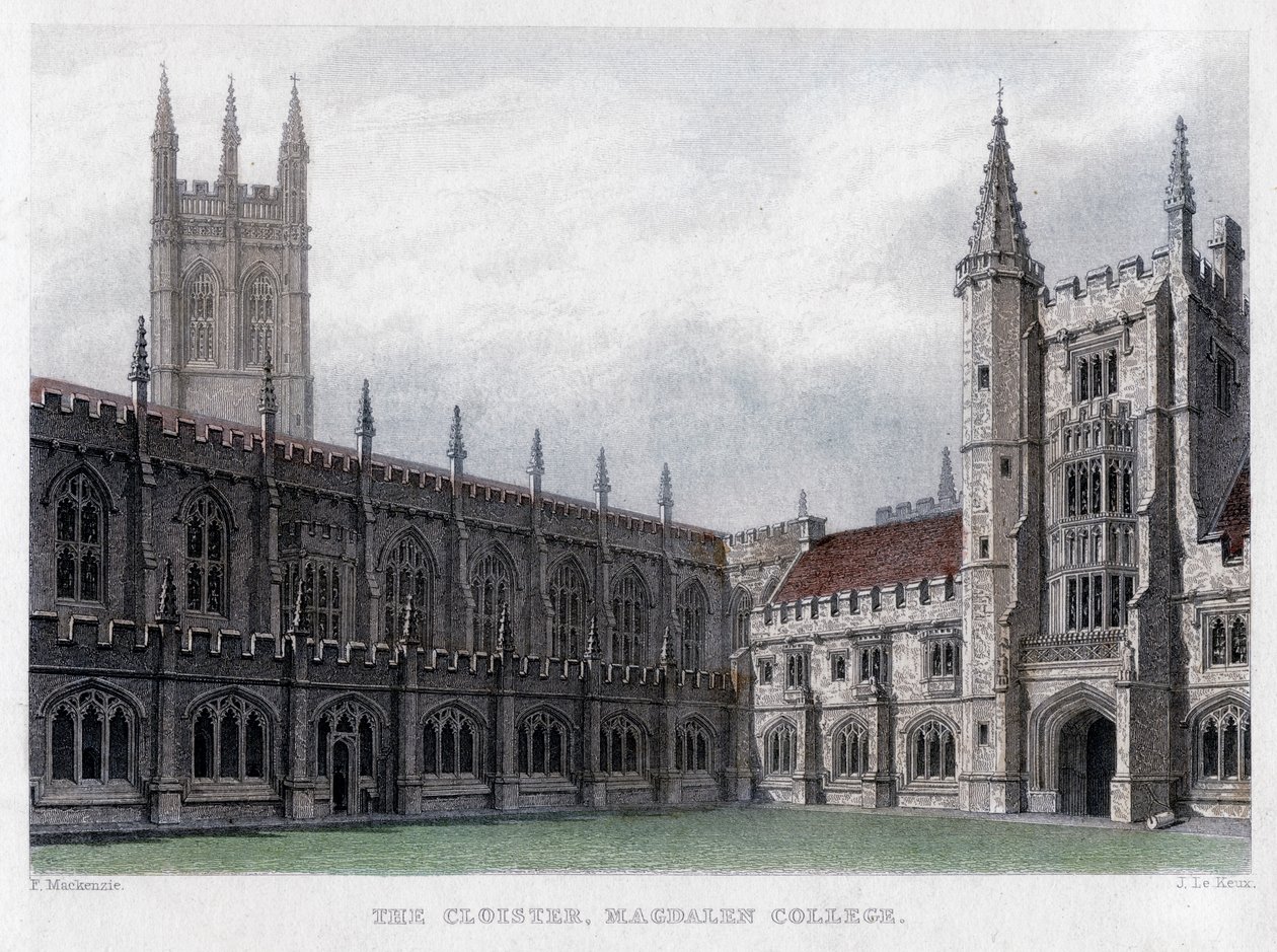 The Cloister, Magdalen College, Oxford University, 1800-talet. av John Le Keux