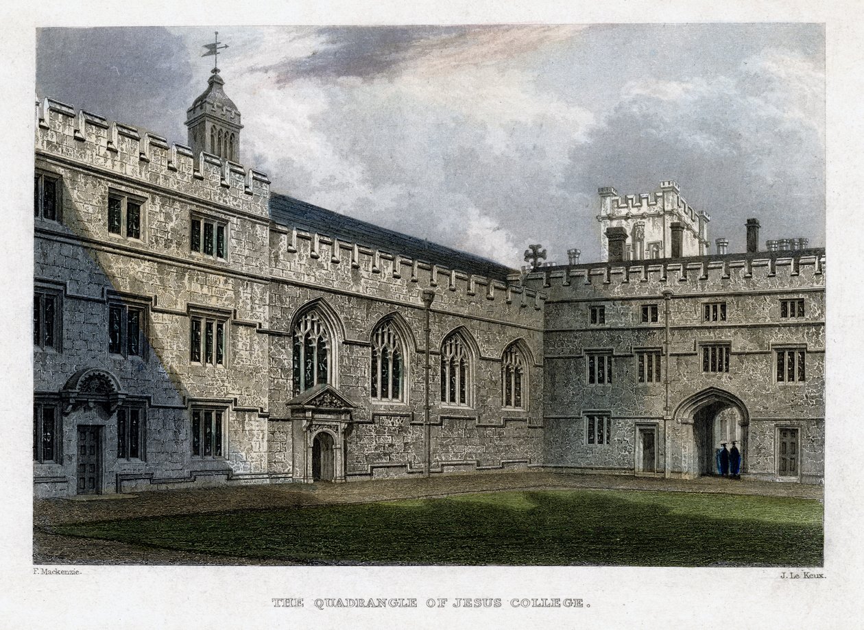 The Quadrangle of Jesus College, Oxford University, c1830-talet. av John Le Keux