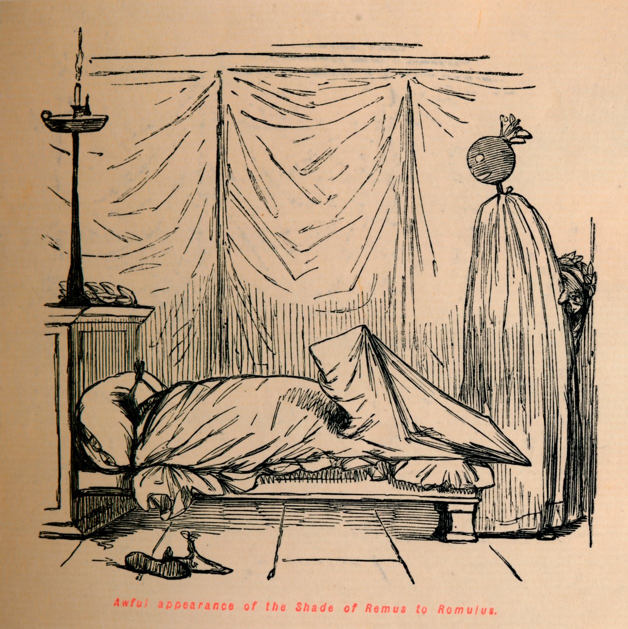 Hemskt utseende av Shade of Remus till Romulus, 1852 av John Leech