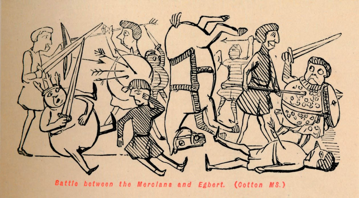 Strid mellan Mercianerna och Egbert, c1860, c1860 av John Leech
