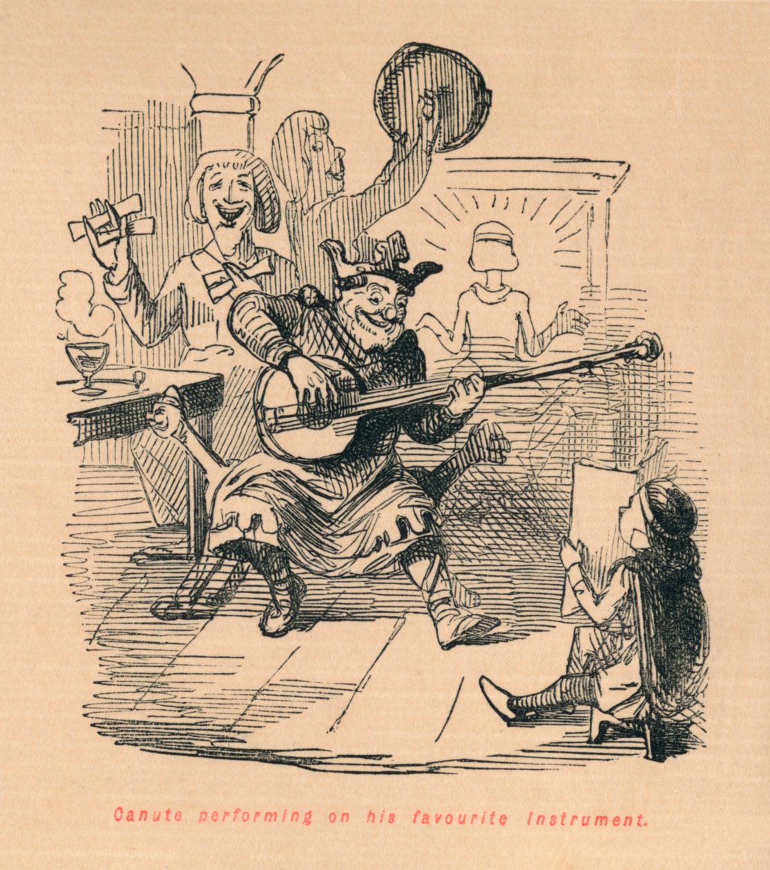 Knut uppträder på sitt favoritinstrument, c1860, c1860 av John Leech