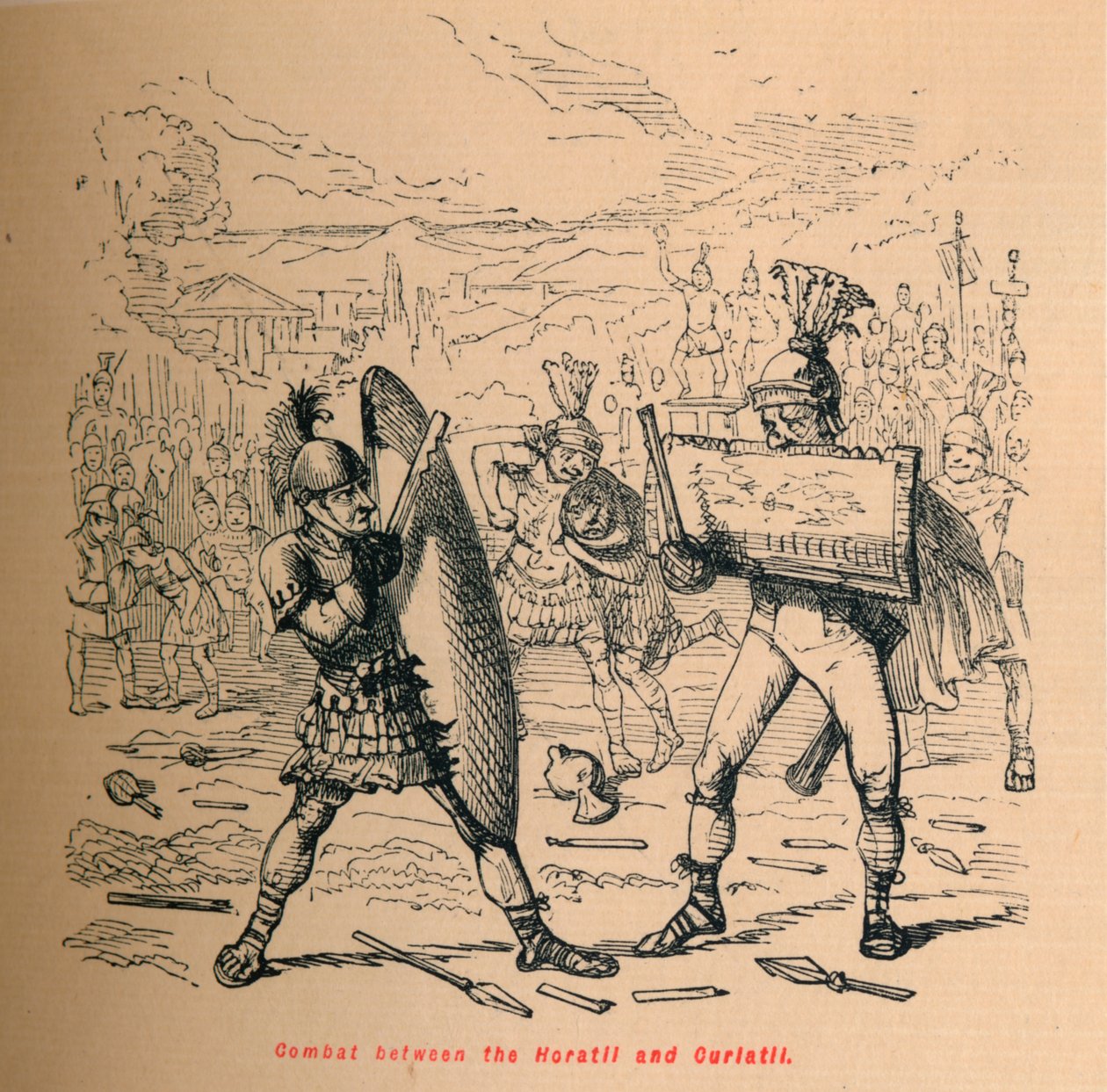 Strid mellan Horatii och Curiatii, 1852 av John Leech