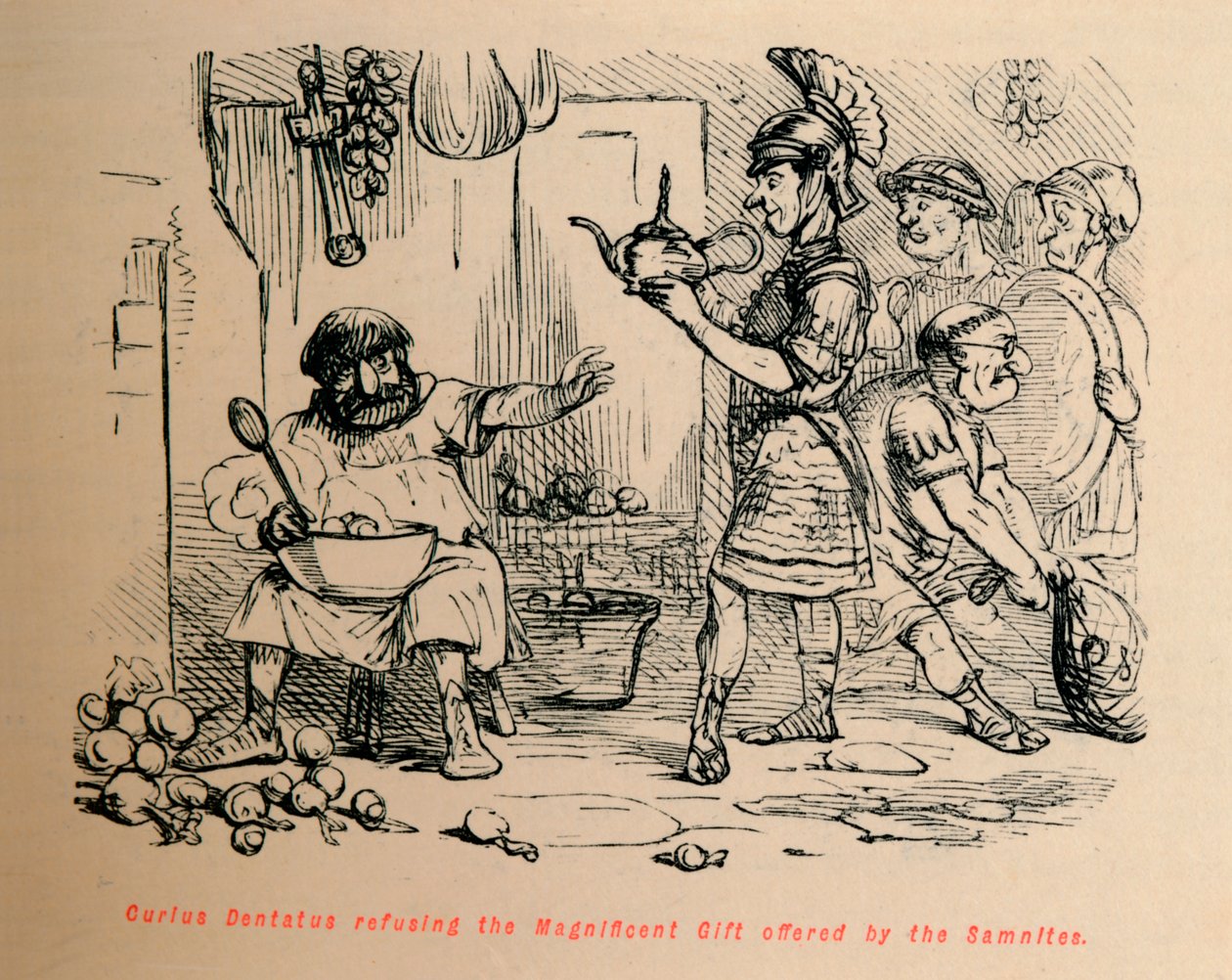 Curius Dentatus vägrade den magnifika gåvan som erbjöds av samniterna, 1852 av John Leech