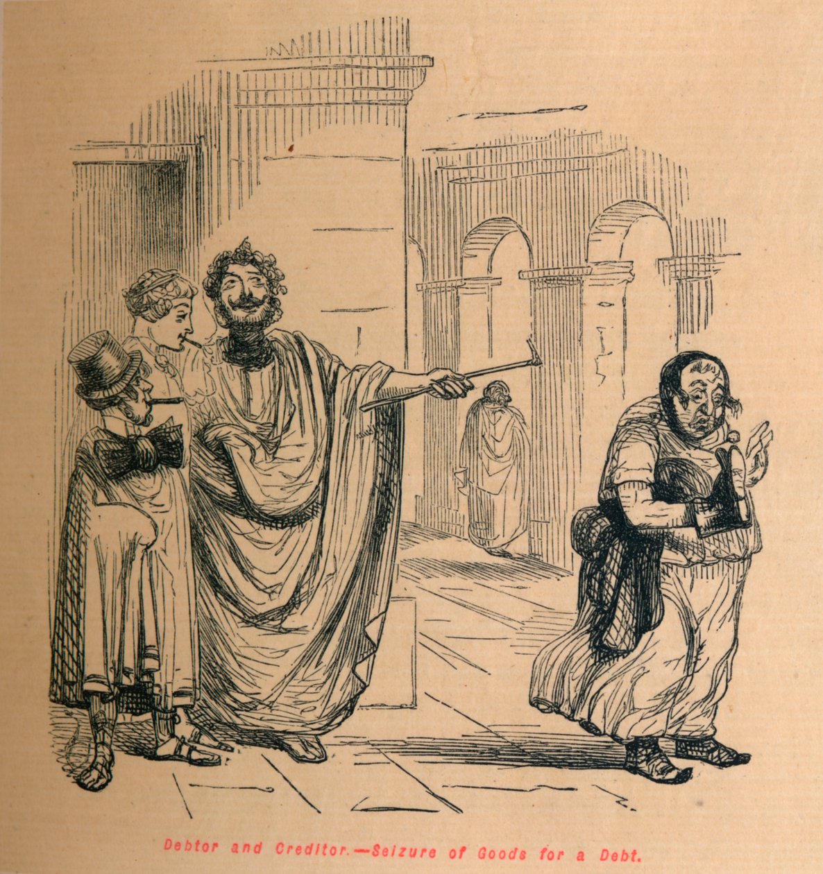 Gäldenär och borgenär - Beslag av varor för en skuld, 1852 av John Leech