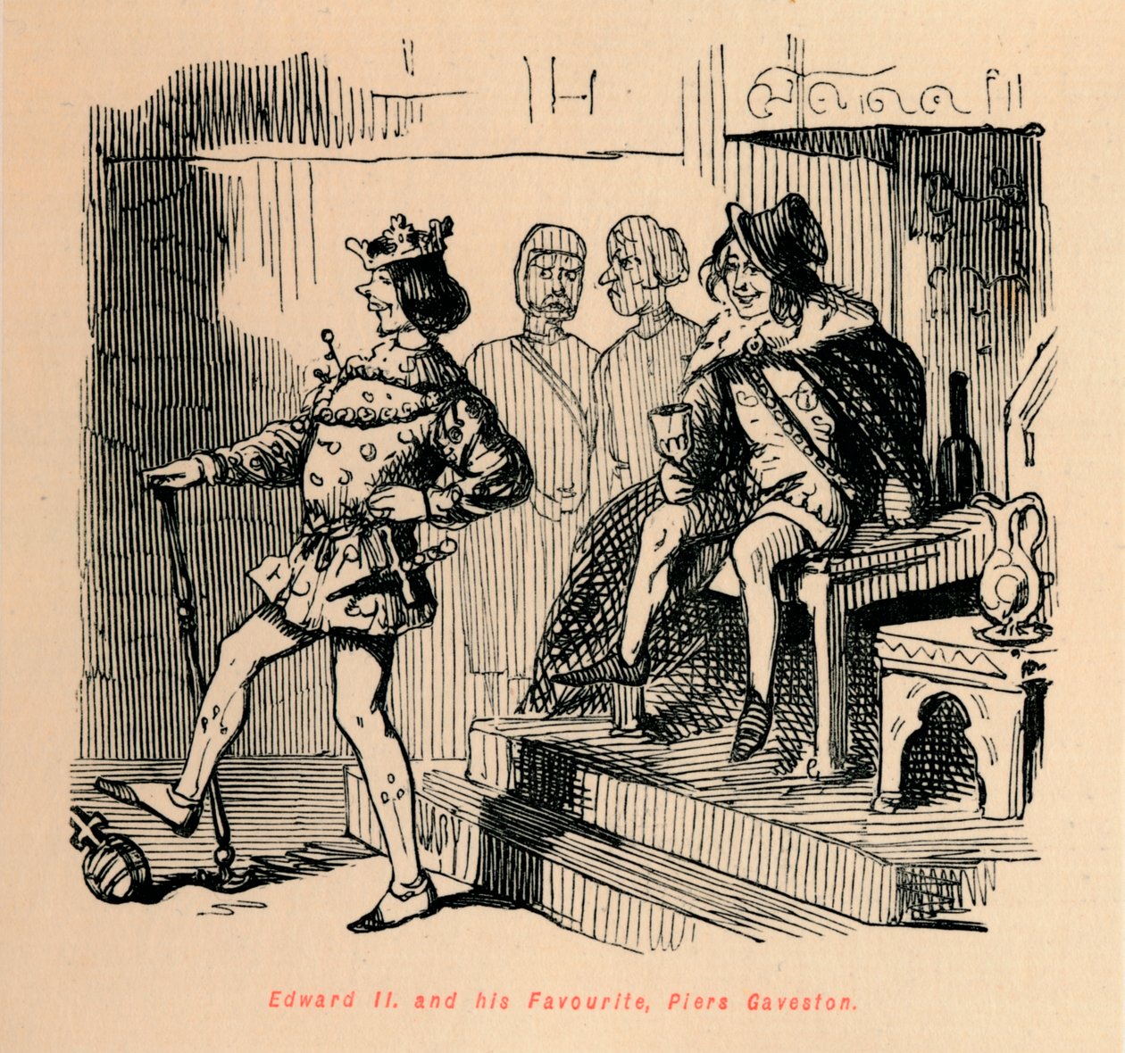 Edvard II. och hans favorit, Piers Gaveston, c1860, c1860 av John Leech
