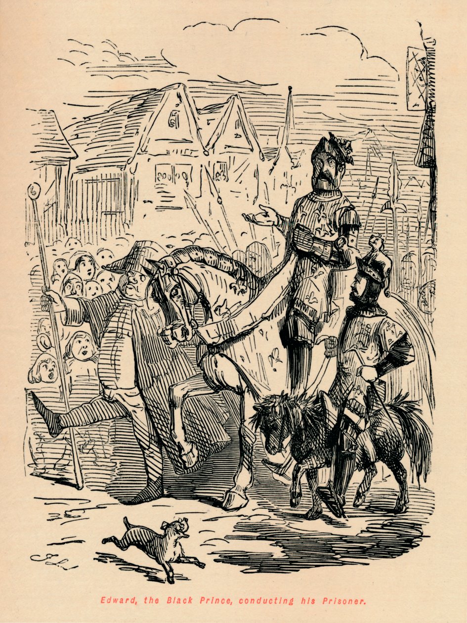 Edward den svarte prinsen, dirigerar sin fånge, c1860, c1860 av John Leech
