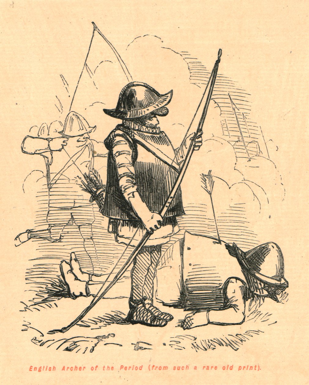 Engelsk Archer of the Period från ett så sällsynt gammalt tryck, 1897. av John Leech